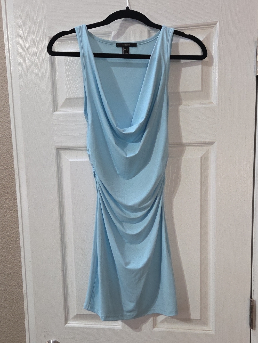 Forever 21 Light Blue Draped Back Mini Dress